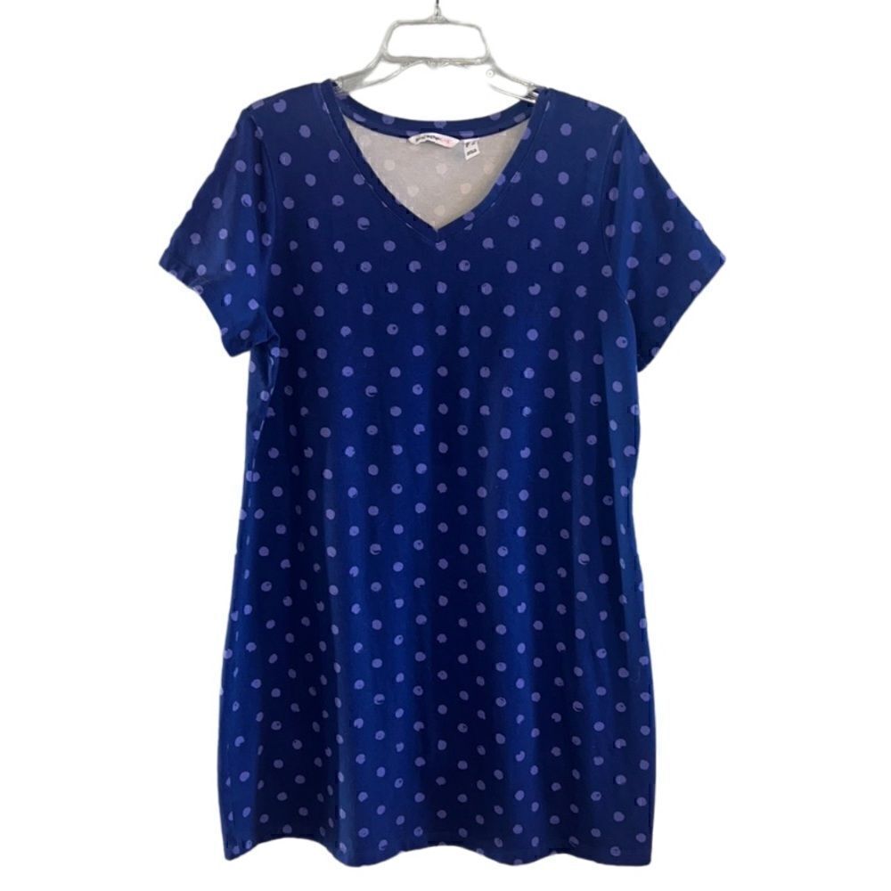 Isaac Mizrahi Women’s Large short sleeve blue and purple cute polka dot dress